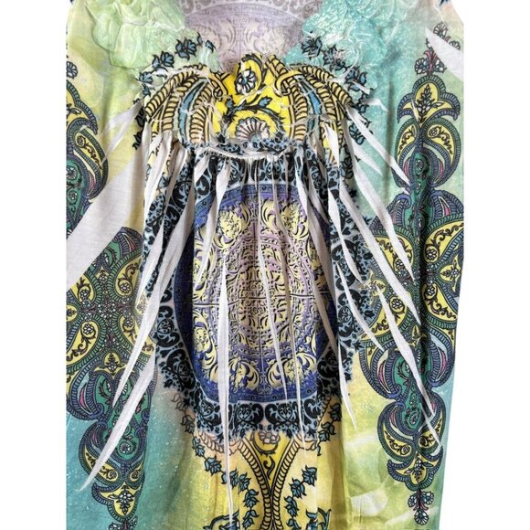 Espresso Women's Sleeveless Green & White Top - Picture 2 of 7